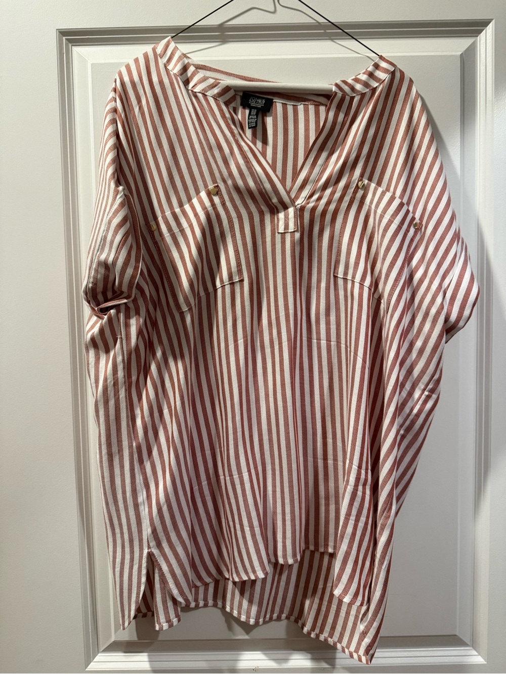 Jones New York Rust and White Striped Tunic